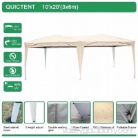 Quictent 10x20 ft Pop Up Canopy Party tent Camping tent Beach Gazebo Heavy duty Height Adjustable Waterproof No Sidewalls Brown   